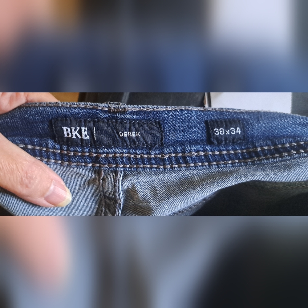 Mens Buckle BKE Derek Med Wash Faded Denim Blue Jeans Western Stretch 38x34 - Picture 6 of 7